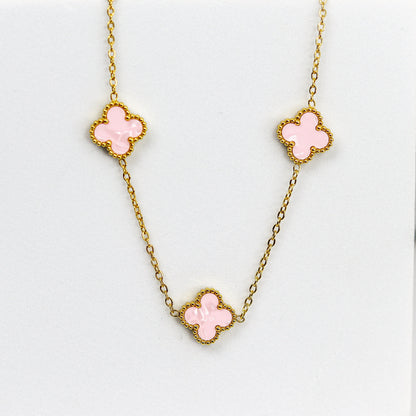 Baby Pink Clover Necklace