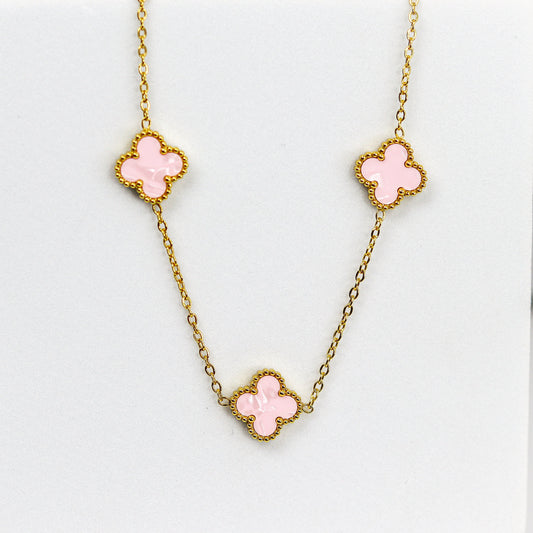 Baby Pink Clover Necklace