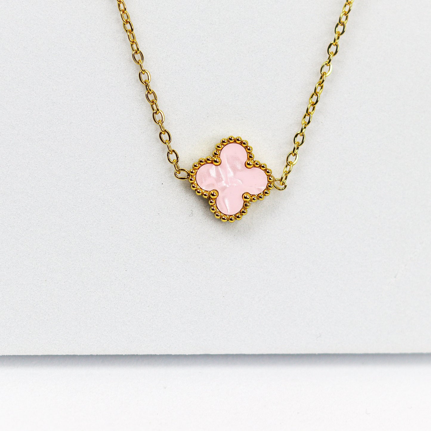 Baby Pink Clover Necklace