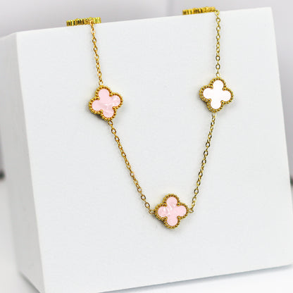 Baby Pink Clover Necklace