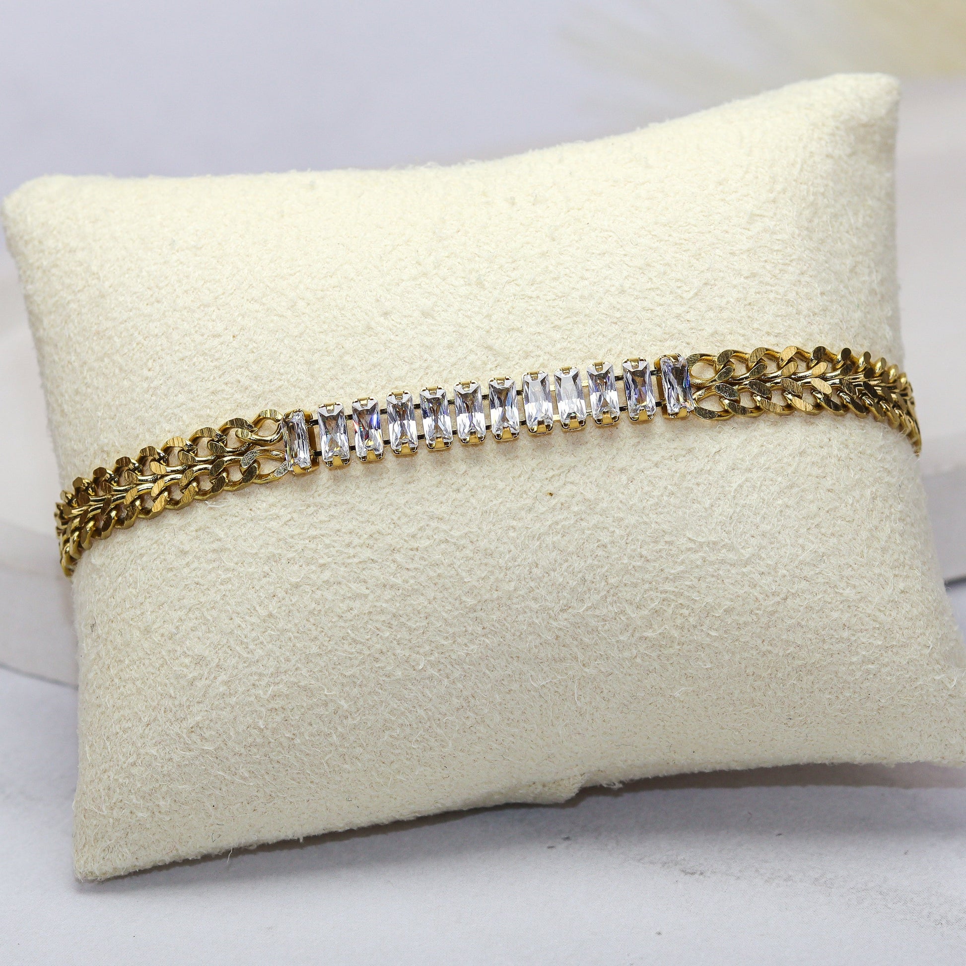 Gold-Tone Tennis Chain Bracelet - Adorn-iq