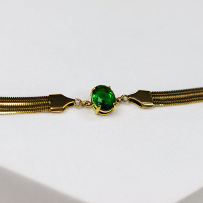 Emerald Snake Chain Bracelet - Adorn-iq