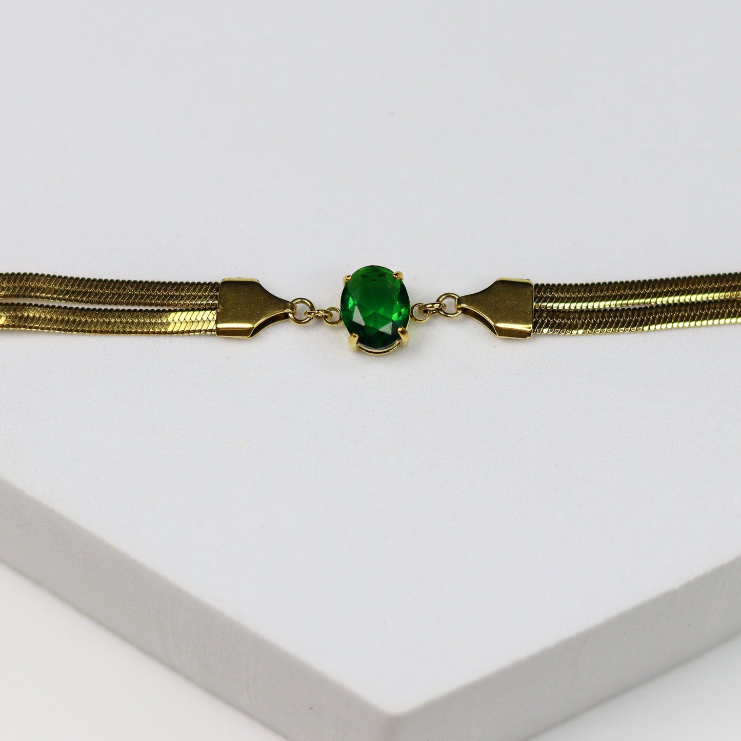 Emerald Snake Chain Bracelet - Adorn-iq