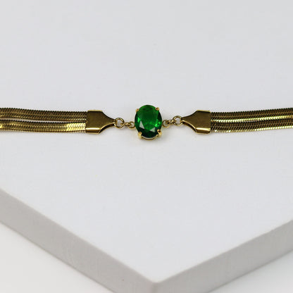 Emerald Snake Chain Bracelet - Adorn-iq