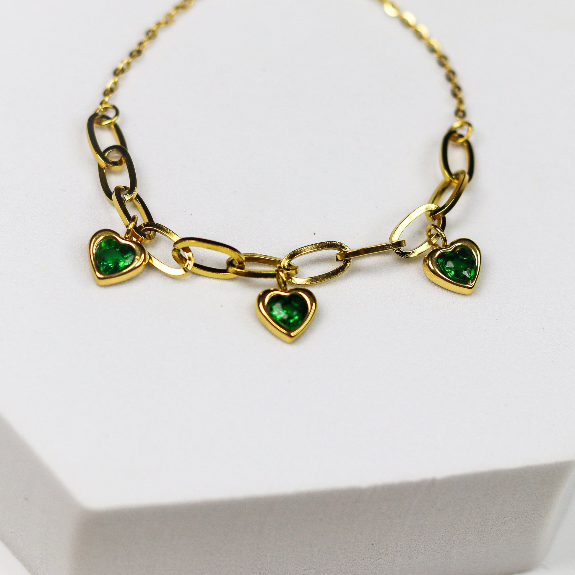 Emerald Heart Chain Bracelet - Adorn-iq