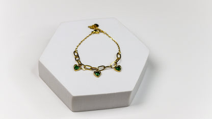 Emerald Heart Chain Bracelet - Adorn-iq