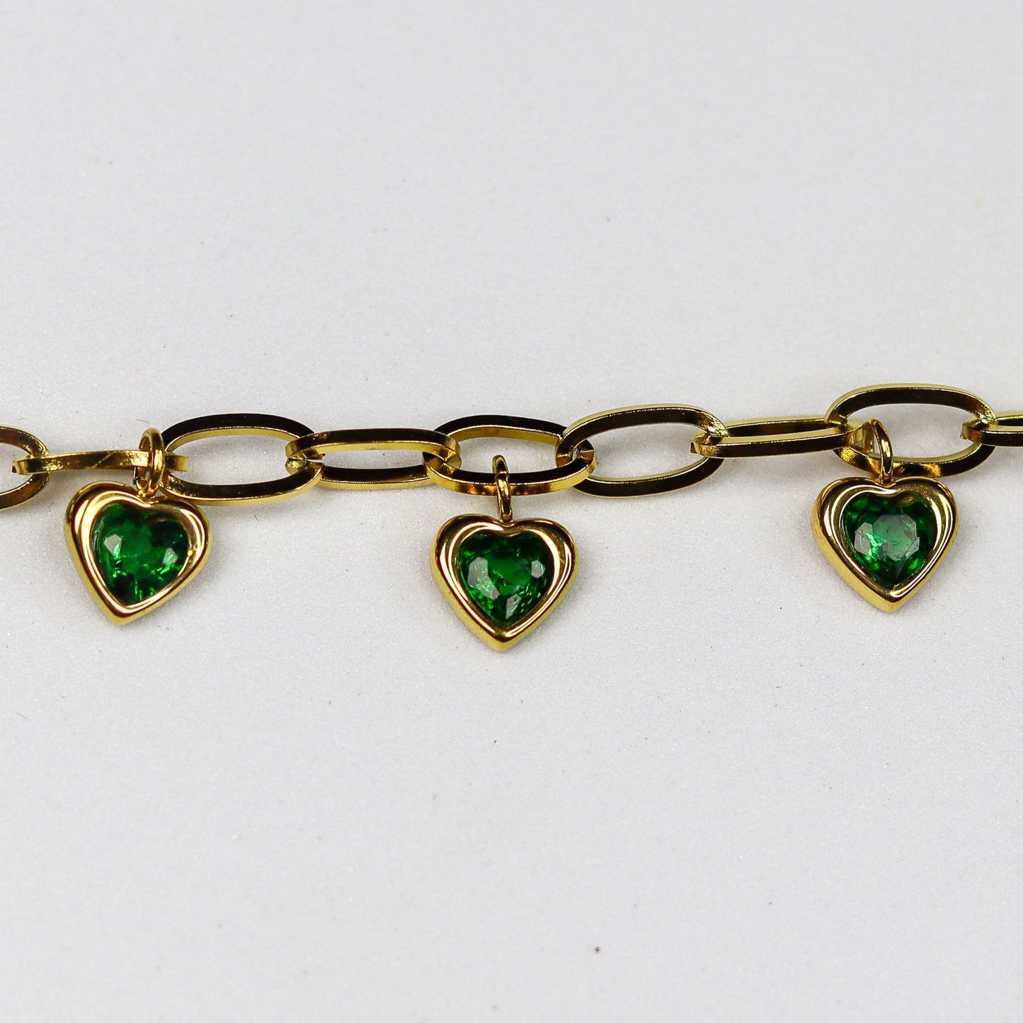 Emerald Heart Chain Bracelet - Adorn-iq