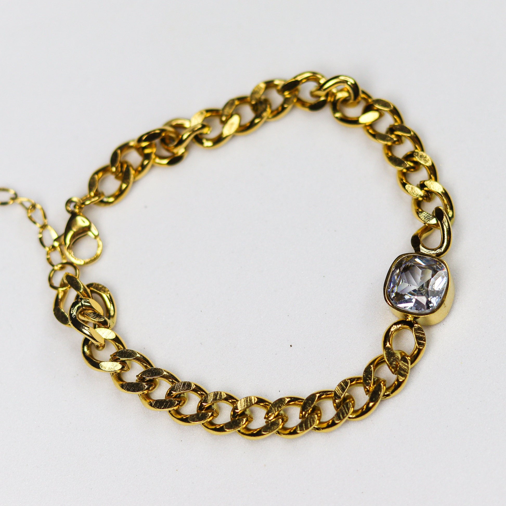 Chunky Link Chain Stone Bracelet - Adorn-iq