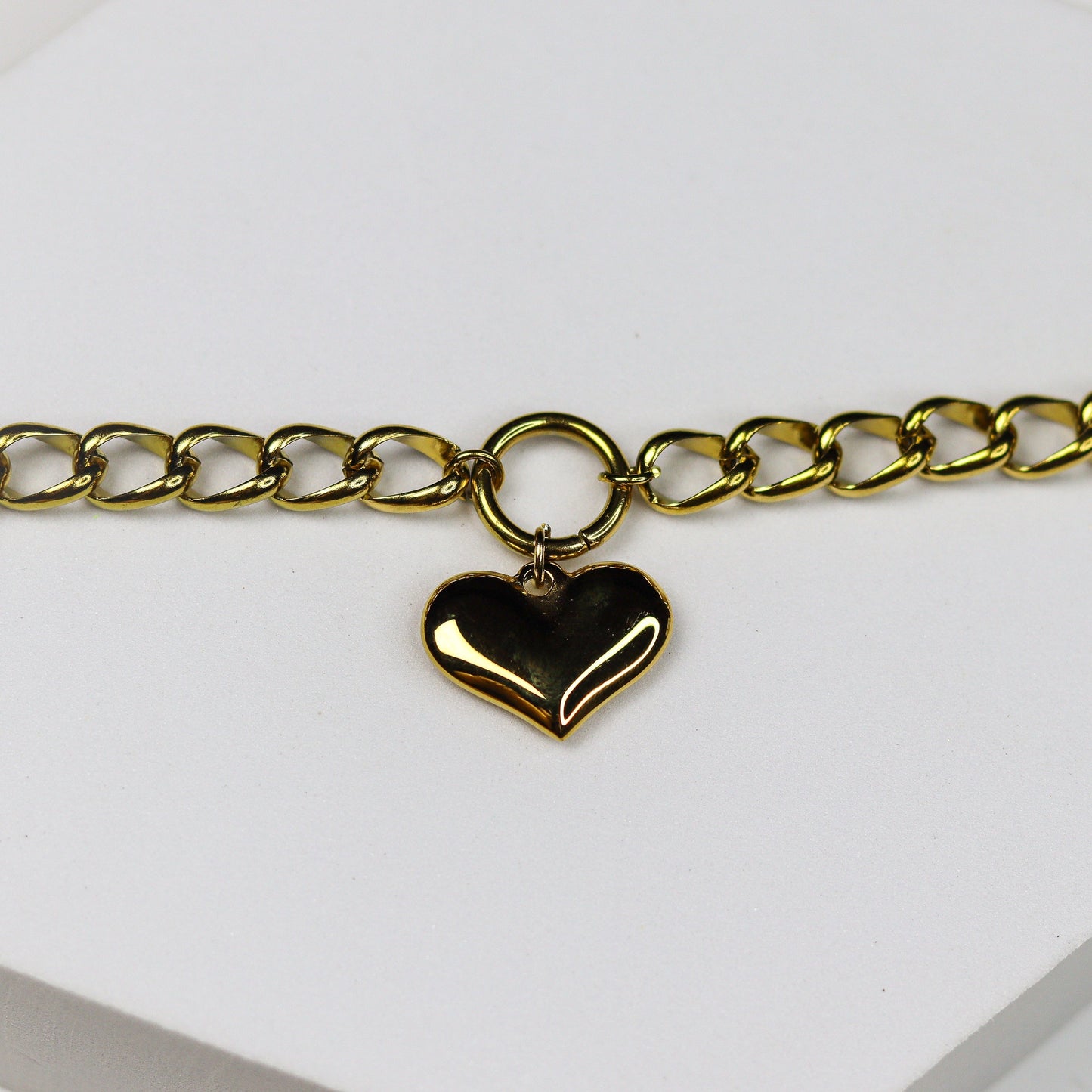 Chunky Heart Link Chain Bracelet - Adorn-iq