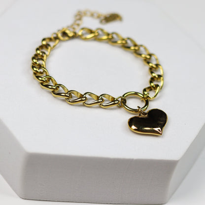 Chunky Heart Link Chain Bracelet - Adorn-iq