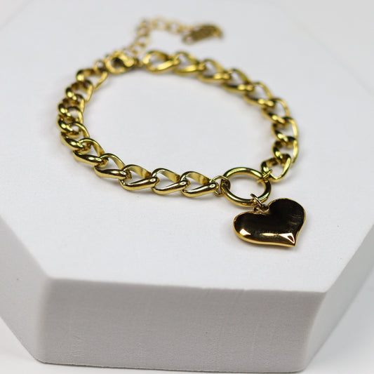 Chunky Heart Link Chain Bracelet - Adorn-iq