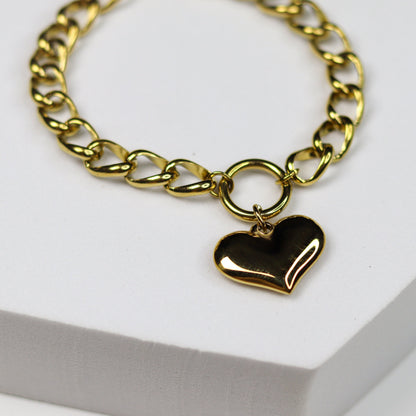 Chunky Heart Link Chain Bracelet - Adorn-iq