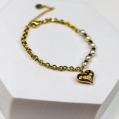 Pearl Chain Heart Bracelet - Adorn-iq