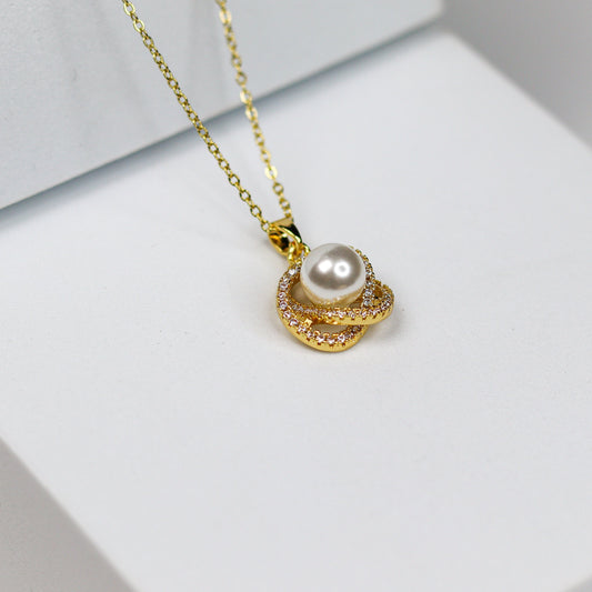 Zircon Swirl Pearl Necklace - Adorn-iq