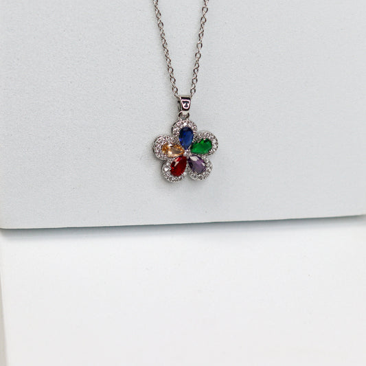 Multi-Stones Floral Necklace - Adorn-iq