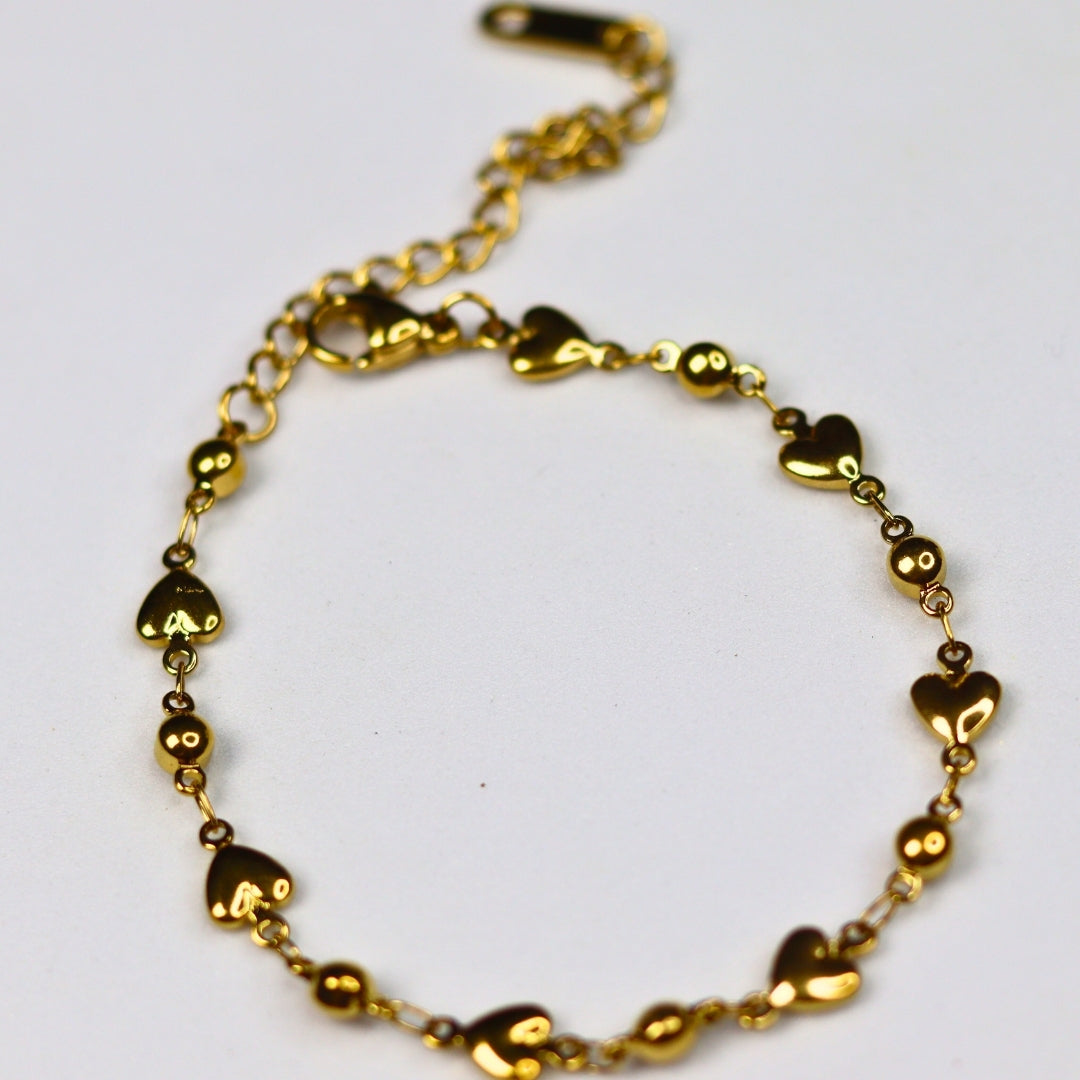 Mini Gold Heart Bracelet - Adorn-iq