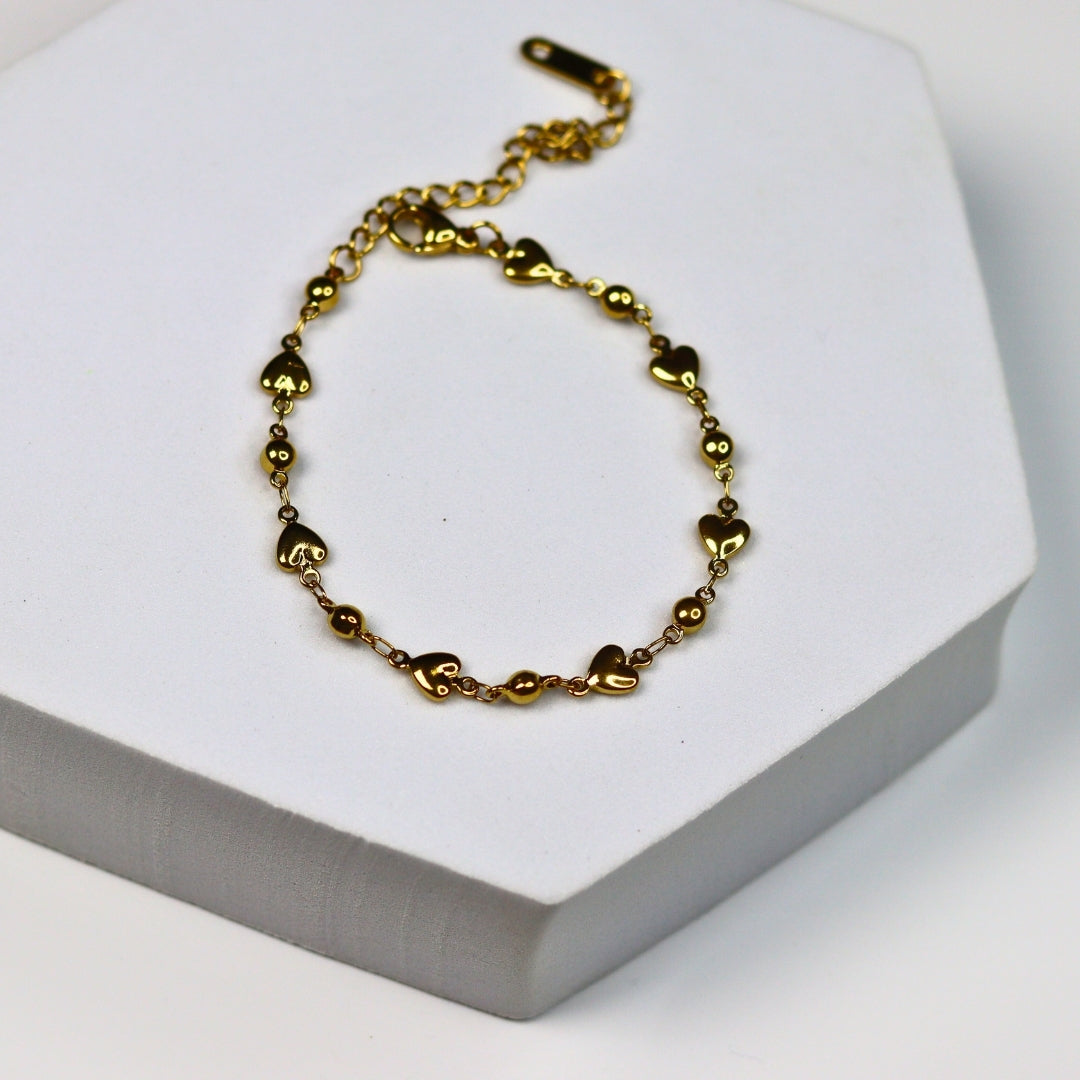 Mini Gold Heart Bracelet - Adorn-iq