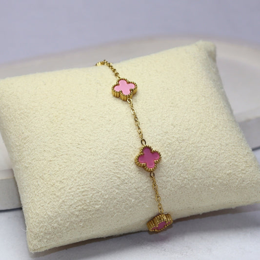 Mini Pink Clover Bracelet - Adorn-iq