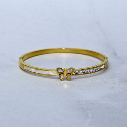 Mini White Butterfly Bangle Bracelet - Adorn-iq