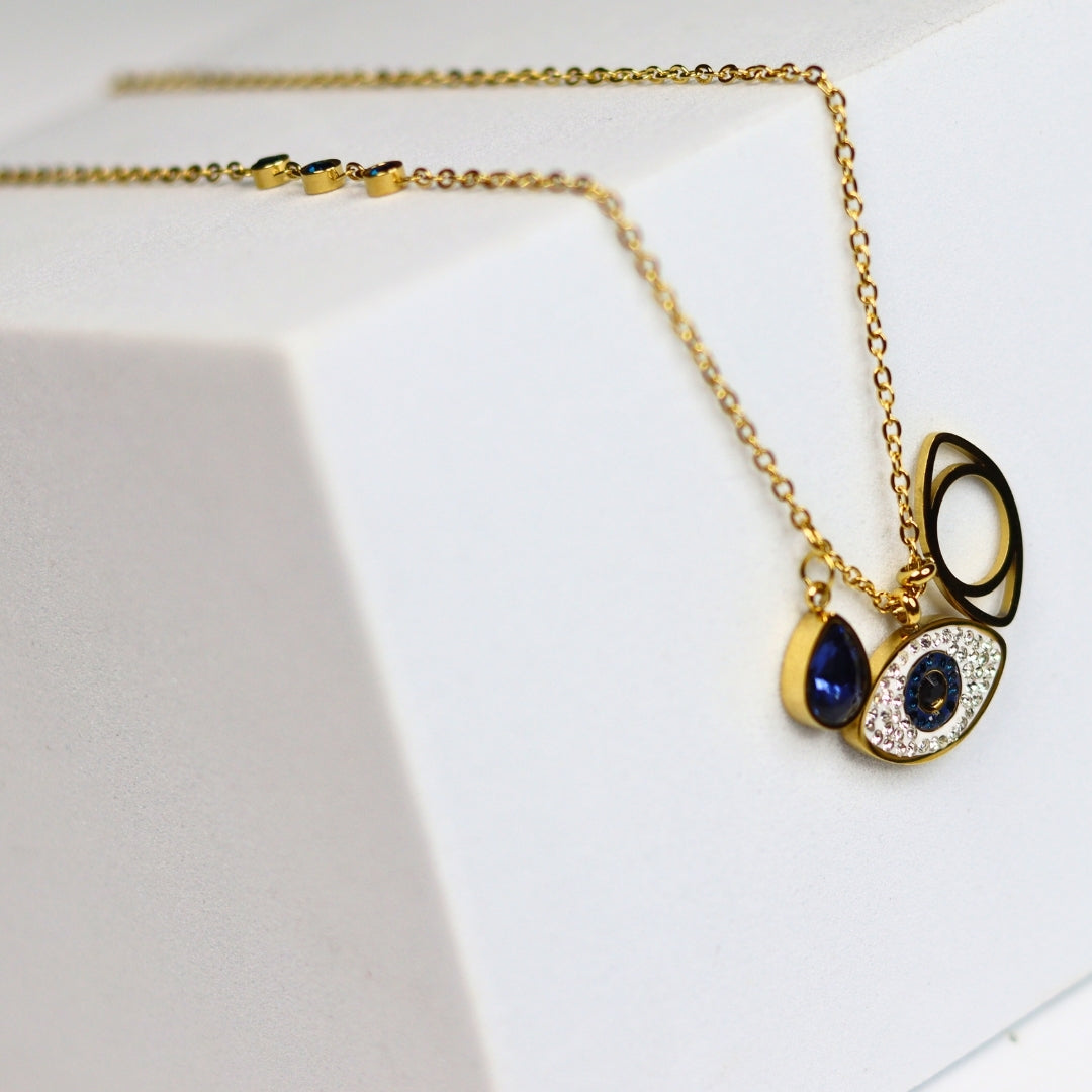 Navy Nazar Necklace - Adorn-iq