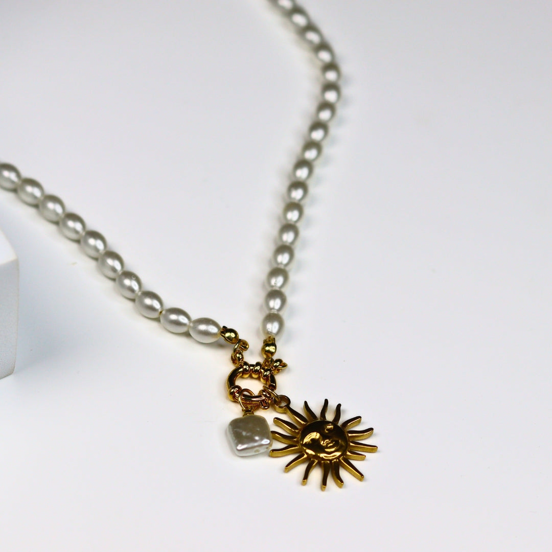 Pearly Sunshine Charm Necklace - Adorn-iq