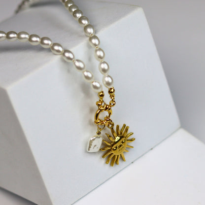 Pearly Sunshine Charm Necklace - Adorn-iq