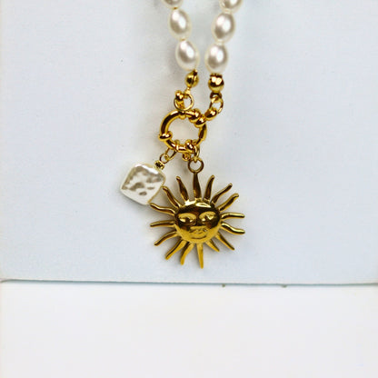 Pearly Sunshine Charm Necklace - Adorn-iq