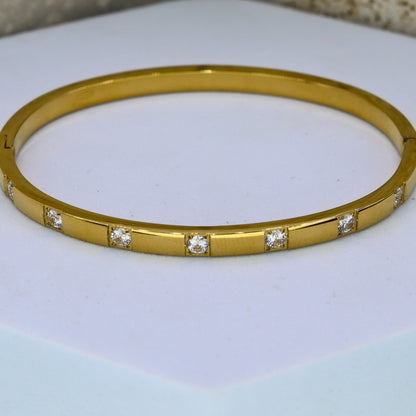 Zircon Gold Bangle Bracelet - Adorn-iq